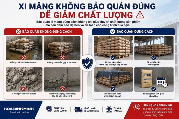 XI MĂNG KHÔNG BẢO QUẢN ĐÚNG – DỄ GIẢM CHẤT LƯỢNG